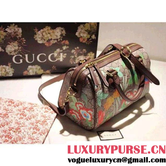 Gucci Small Tian GG Supreme Boston Bag Brown 2016 (SPM-6032103 )