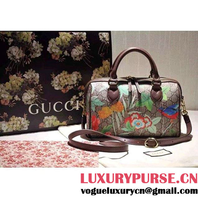 Gucci Small Tian GG Supreme Boston Bag Brown 2016 (SPM-6032103 )