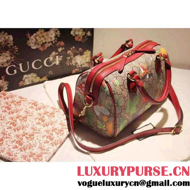 Gucci Small Tian GG Supreme Boston Bag Red 2016 (SPM-6032100 )