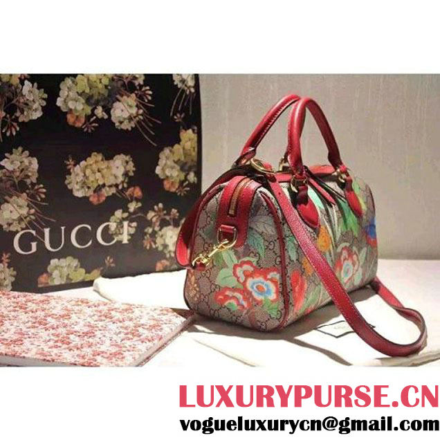 Gucci Small Tian GG Supreme Boston Bag Red 2016 (SPM-6032100 )