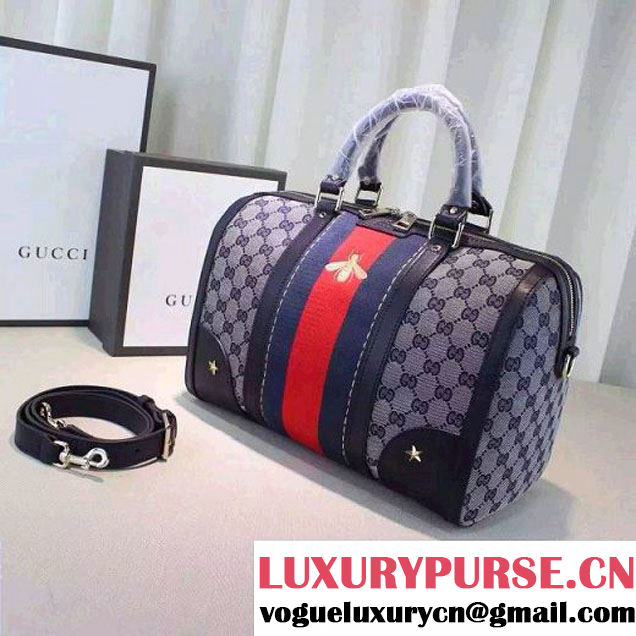 Gucci 406868 Vintage Web Embroidered Bag Blue Fall-Winter 2015 (2A068-6051202 )