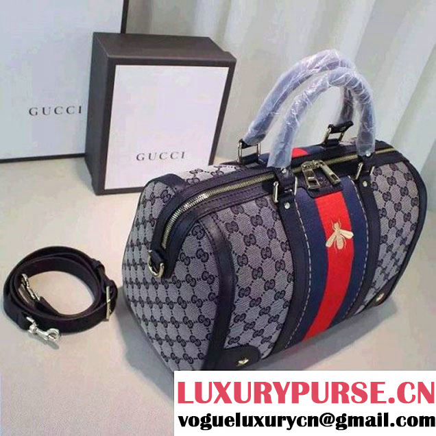 Gucci 406868 Vintage Web Embroidered Bag Blue Fall-Winter 2015 (2A068-6051202 )