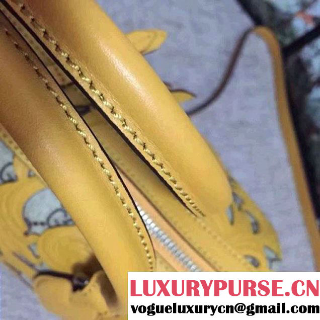 Gucci Arabesque GG Supreme and Leather Top Handle Small Boston Bag 409529 Yellow 2016 (2A010-6080301 )