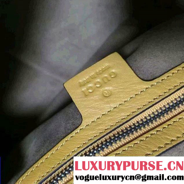 Gucci Arabesque GG Supreme and Leather Top Handle Small Boston Bag 409529 Yellow 2016 (2A010-6080301 )