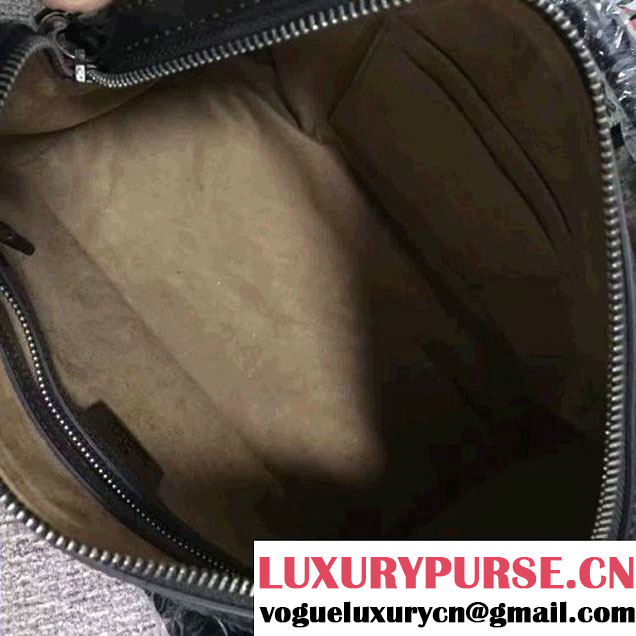 Gucci Arabesque GG Supreme and Leather Top Handle Small Boston Bag 409529 Black 2016 (2A010-6080302 )