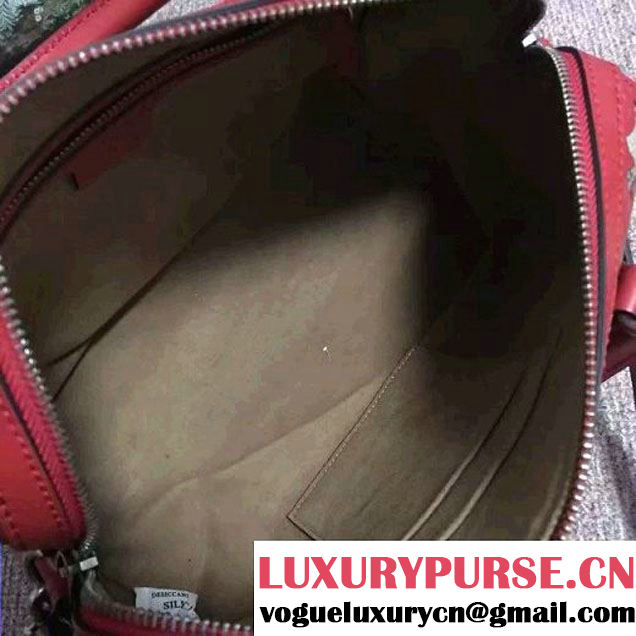 Gucci Arabesque GG Supreme and Leather Top Handle Small Boston Bag 409529 Red 2016 (2A010-6080303 )