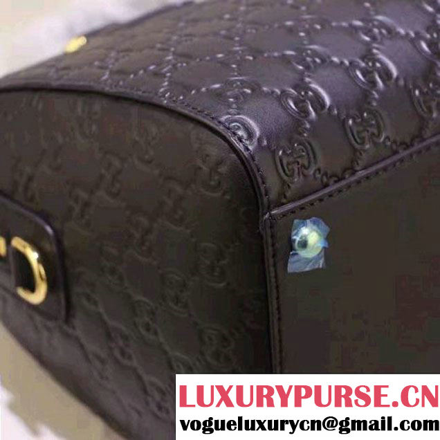 Gucci Soft Signature Top Handle Medium Boston Bag 453573 Black 2016 (XYS-6121407 )