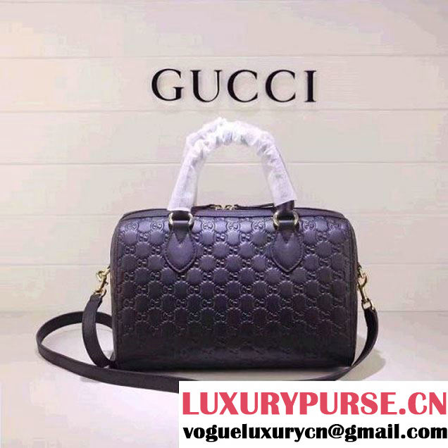 Gucci Soft Signature Top Handle Medium Boston Bag 453573 Black 2016 (XYS-6121407 )