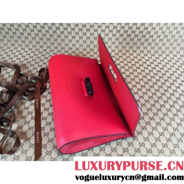 Gucci 387220 Bamboo Daily Leather Clutch Red (1b77-073013 )