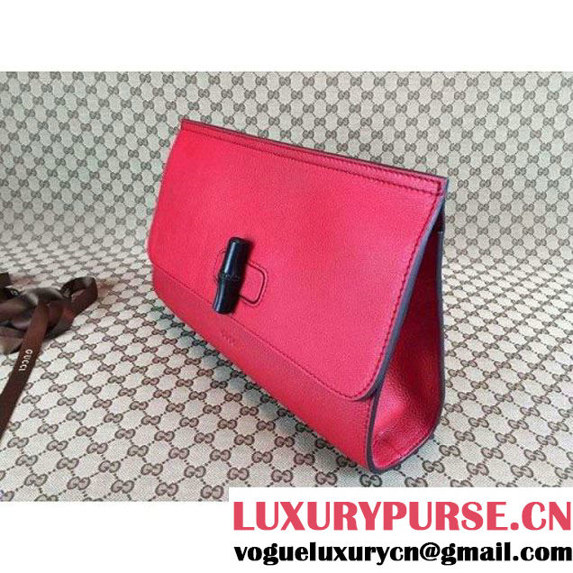 Gucci 387220 Bamboo Daily Leather Clutch Red (1b77-073013 )