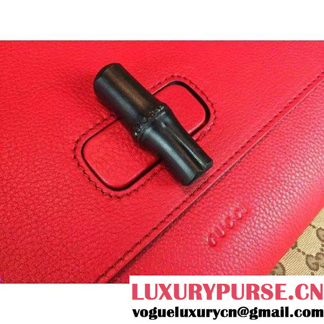 Gucci 387220 Bamboo Daily Leather Clutch Red (1b77-073013 )