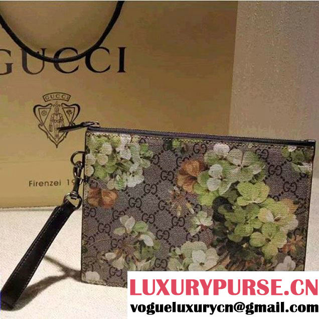 Gucci 411768 GG Green Blooms Pouch With Strap 2015 (SPM-102623 )