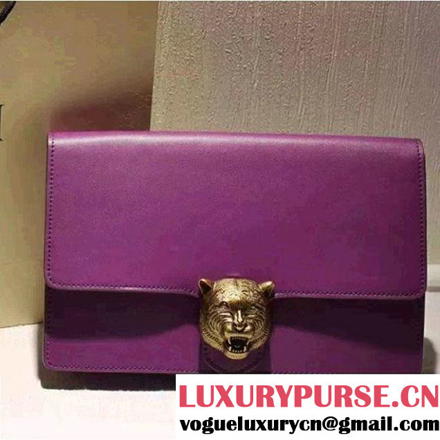 Gucci Animalier Leather Clutch Bag Purple F/W 2015 (SPM-6022501 )