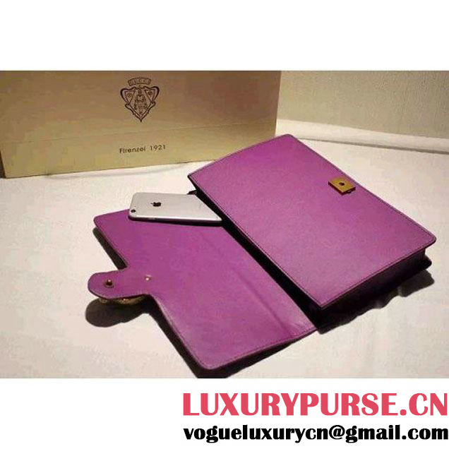 Gucci Animalier Leather Clutch Bag Purple F/W 2015 (SPM-6022501 )