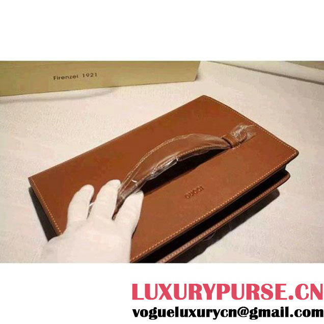 Gucci Animalier Leather Clutch Bag Brown F/W 2015 (SPM-6022502 )