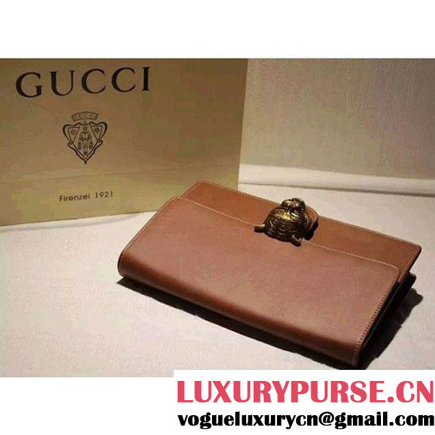 Gucci Animalier Leather Clutch Bag Brown F/W 2015 (SPM-6022502 )