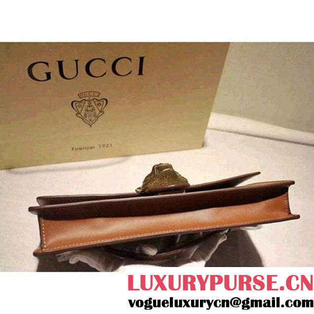 Gucci Animalier Leather Clutch Bag Brown F/W 2015 (SPM-6022502 )
