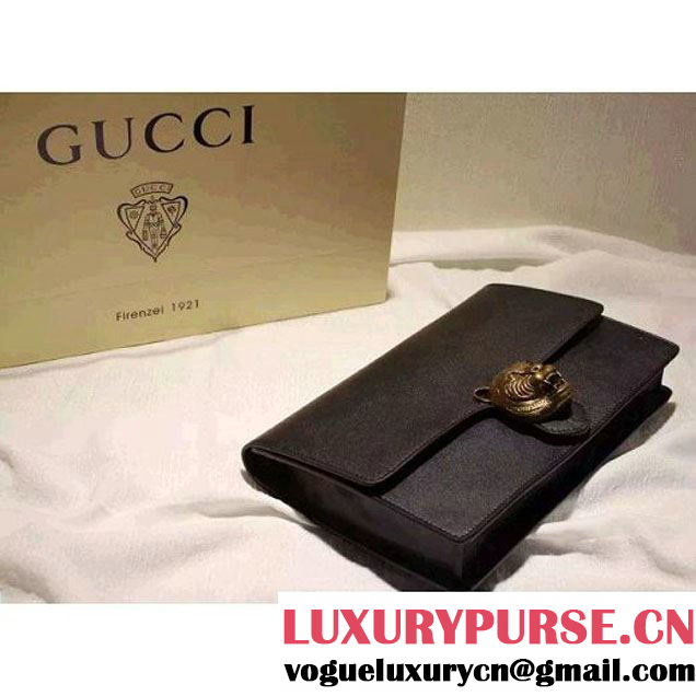 Gucci Animalier Leather Clutch Bag Black F/W 2015 (SPM-6022503 )