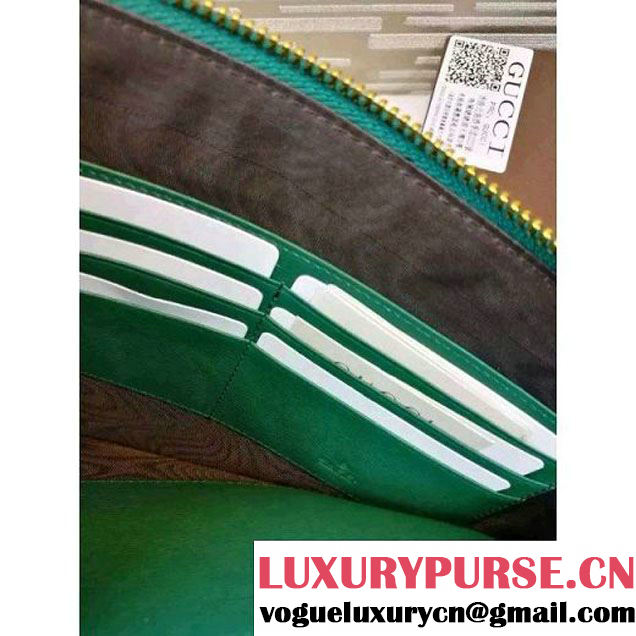 Gucci 431270 Tropical print leather Pouch Green 2016 (1B039B-6061608 )