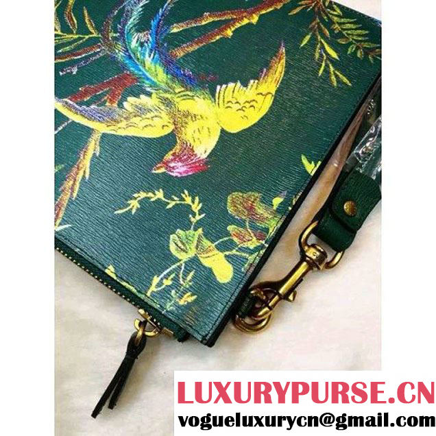 Gucci 431270 Tropical print leather Pouch Green 2016 (1B039B-6061608 )