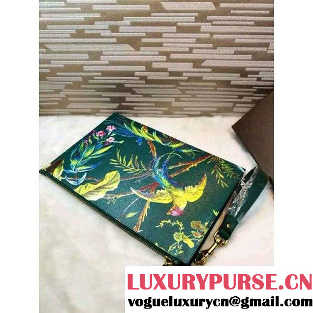 Gucci 431270 Tropical print leather Pouch Green 2016 (1B039B-6061608 )