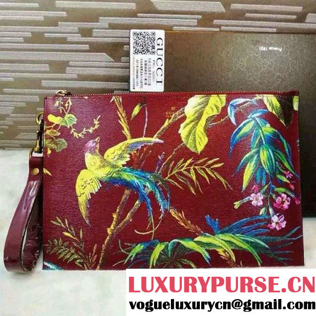 Gucci 431270 Tropical print leather Pouch Red 2016 (1B039B-6061610 )