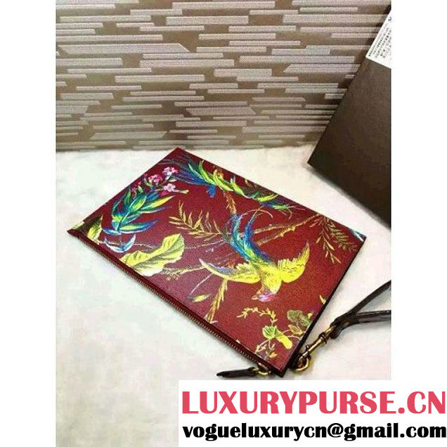 Gucci 431270 Tropical print leather Pouch Red 2016 (1B039B-6061610 )
