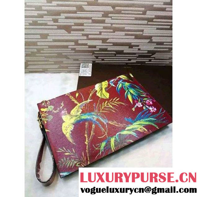 Gucci 431270 Tropical print leather Pouch Red 2016 (1B039B-6061610 )