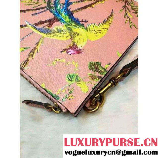 Gucci 431270 Tropical print leather Pouch Pink 2016 (1B039B-6061611 )