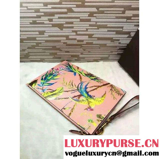Gucci 431270 Tropical print leather Pouch Pink 2016 (1B039B-6061611 )