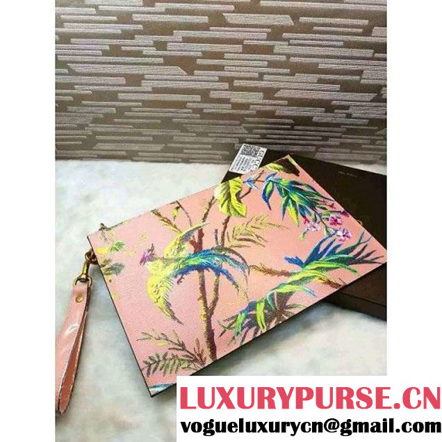Gucci 431270 Tropical print leather Pouch Pink 2016 (1B039B-6061611 )