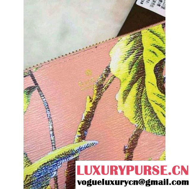 Gucci 431270 Tropical print leather Pouch Pink 2016 (1B039B-6061611 )