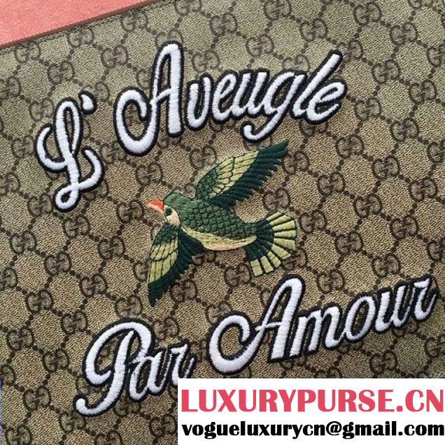 Gucci 431416 Embroidered Bird GG Supreme Pouch 2016 (SPM-6062917 )