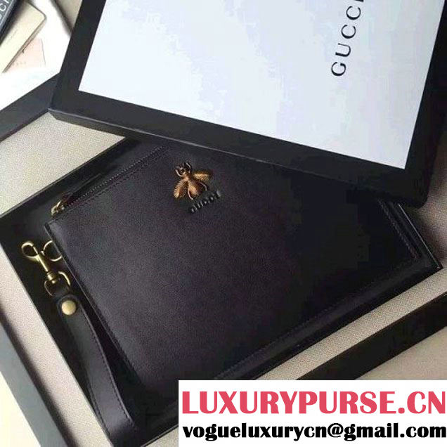Gucci 429000 Leather Pouch Embellised Bee 2016 (XXS-6071210 )