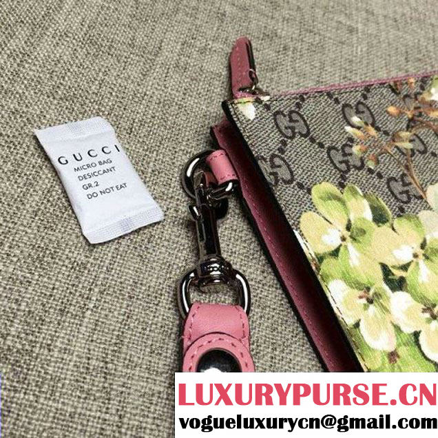 Gucci 411768 GG Green Blooms Pouch With Strap Pink  (DC-6072126 )