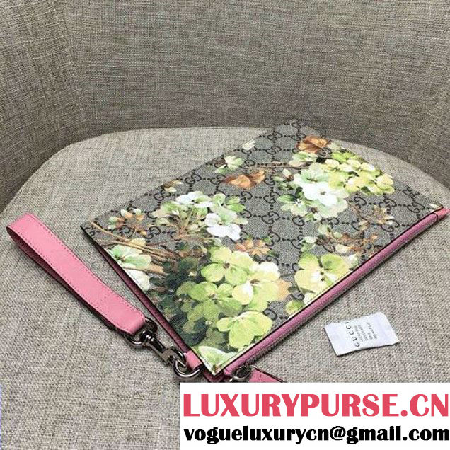 Gucci 411768 GG Green Blooms Pouch With Strap Pink  (DC-6072126 )