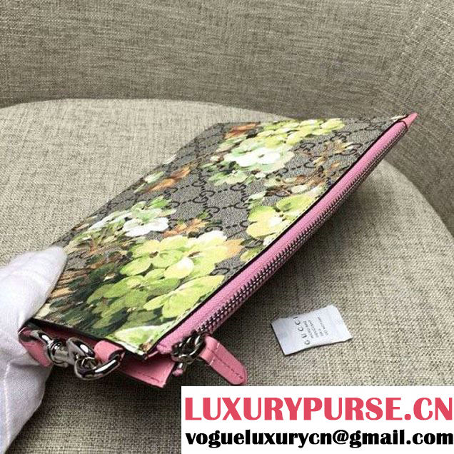 Gucci 411768 GG Green Blooms Pouch With Strap Pink  (DC-6072126 )