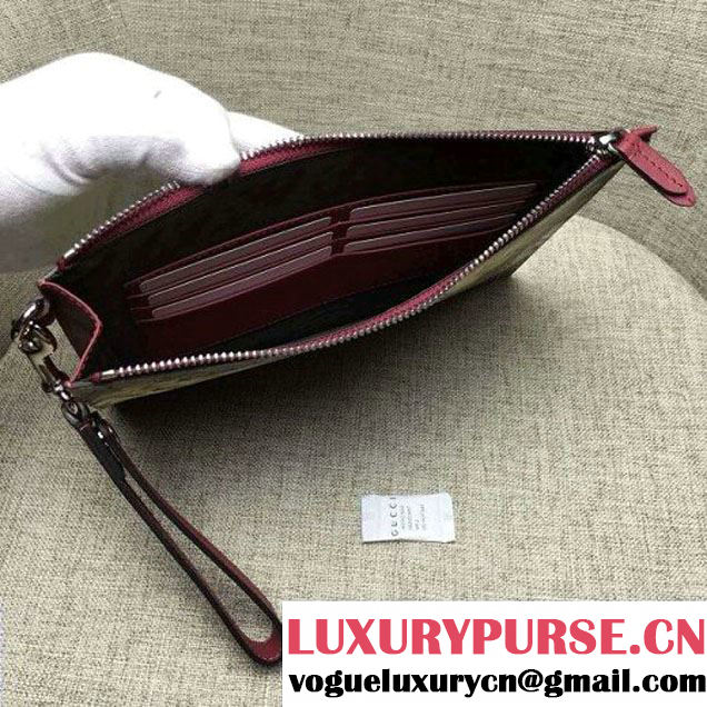 Gucci 411768 GG Green Blooms Pouch With Strap Burgundy (DC-6072127 )