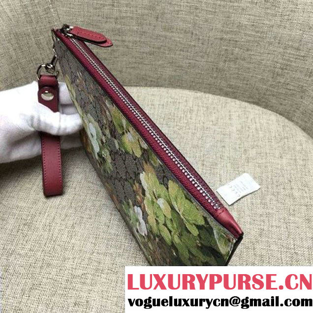 Gucci 411768 GG Green Blooms Pouch With Strap Burgundy (DC-6072127 )