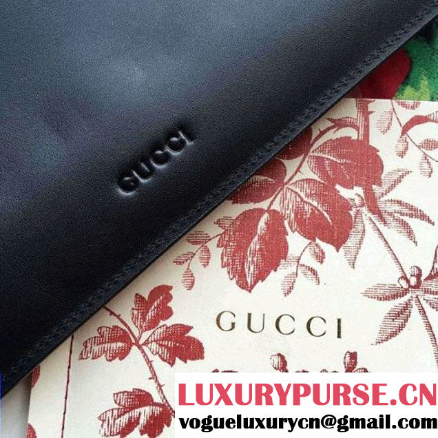 Gucci Studded Leather Large Zipped Pouch Clutch Bag 427003 Black 2016 (SPM-6080322 )