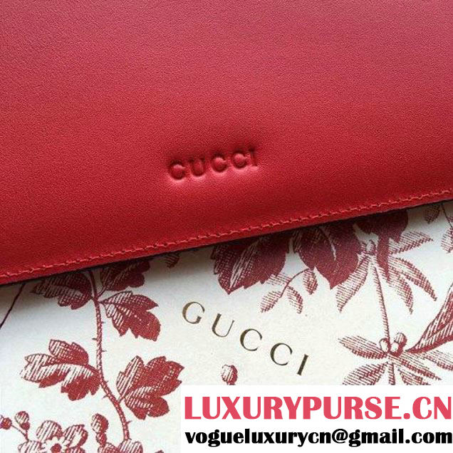 Gucci Studded Leather Large Zipped Pouch Clutch Bag 427003 Red 2016 (SPM-6080324 )