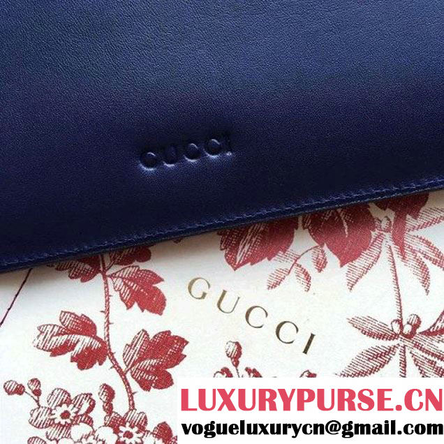 Gucci Studded Leather Large Zipped Pouch Clutch Bag 427003 Royal Blue 2016 (SPM-6080325 )