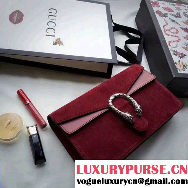 Gucci Dionysus Suede Clutch Bag Burgundy 2016 (SPM-6082315 )