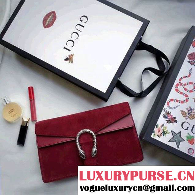 Gucci Dionysus Suede Clutch Bag Burgundy 2016 (SPM-6082315 )