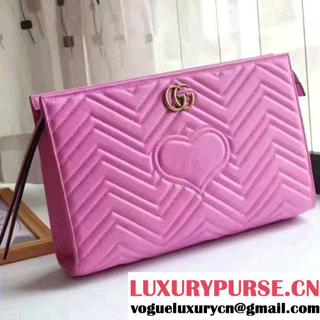 Gucci GG Marmont Matelassé Clutch 448450 Pink 2016 (XYS-6110817 )