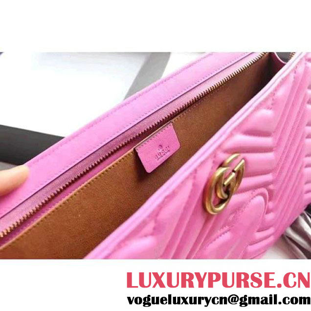 Gucci GG Marmont Matelassé Clutch 448450 Pink 2016 (XYS-6110817 )