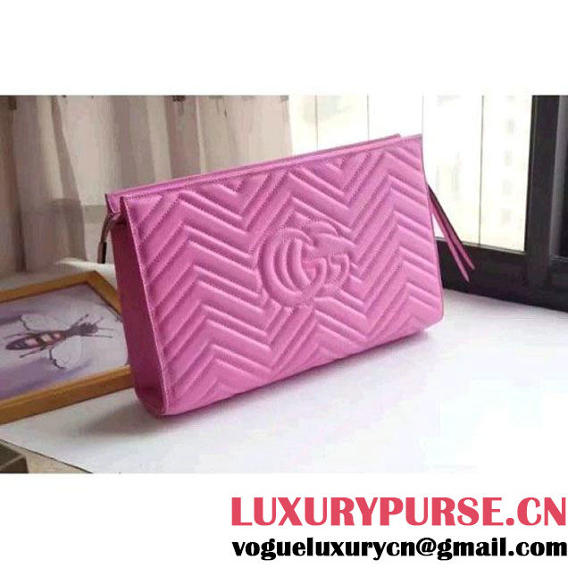 Gucci GG Marmont Matelassé Clutch 448450 Pink 2016 (XYS-6110817 )
