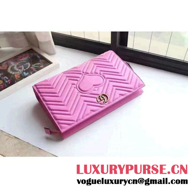 Gucci GG Marmont Matelassé Clutch 448450 Pink 2016 (XYS-6110817 )