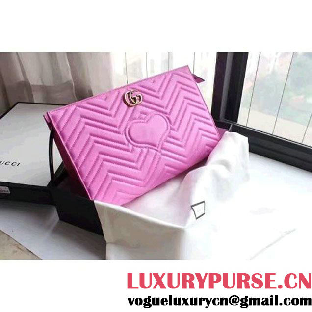 Gucci GG Marmont Matelassé Clutch 448450 Pink 2016 (XYS-6110817 )