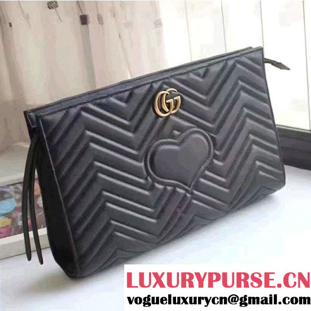 Gucci GG Marmont Matelassé Clutch 448450 Black 2016 (XYS-6110818 )